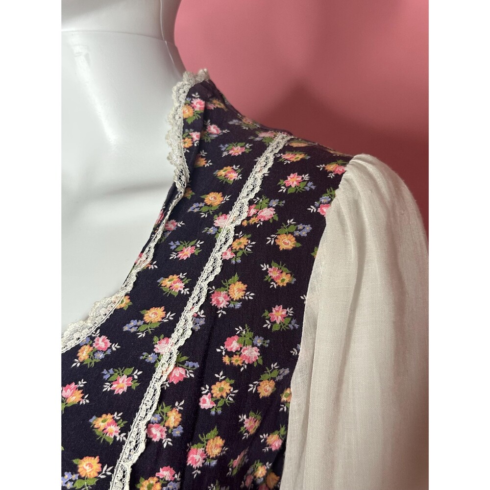 1970s DONI GIRL of California INC Prairie Long Sleeve Lace Floral Dress. Small - Picture 5 of 14